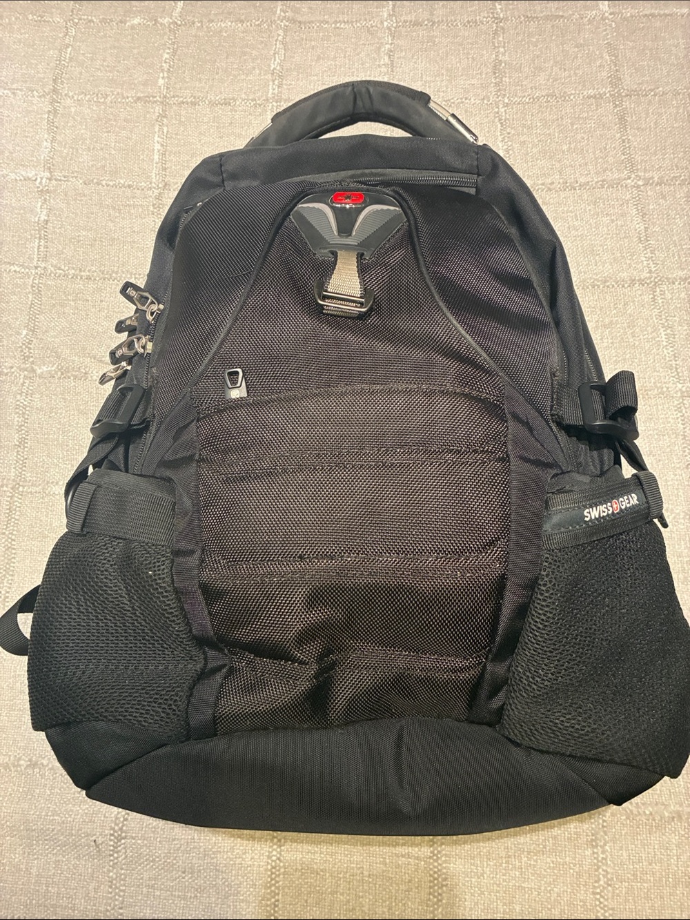 SwissGear Black Everyday Laptop Backpack with Red Logo Accent